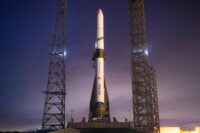 New Glenn rocket on launch pad at Cape Canaveral Space Force Station's Launch Complex 36 in Florida