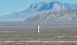Blue Origin New Shepard booster descends to landing