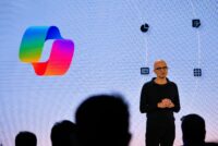 Satya Nadella, Microsoft CEO, addresses a crowd in Redmond.